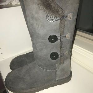 Gray Ugg Boots with Buttons